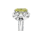 White gold Fancy Yellow Emerald  Halo Split Shank Pave Diamond Ring with Petal Prong Setting_37