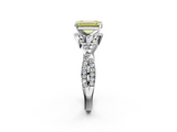 White gold Fancy Yellow Emerald  Halo Twist Band Solitaire Prong Setting Ring_117