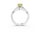 White gold Fancy Yellow Emerald  Halo Twist Band Solitaire Prong Setting Ring_118