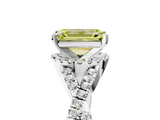 White gold Fancy Yellow Emerald  Halo Twist Band Solitaire Prong Setting Ring_120