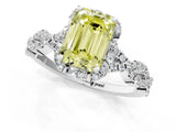 White gold Fancy Yellow Emerald  Halo Twist Band Solitaire Ring with Six-Prong Setting_33