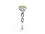 White gold Fancy Yellow Emerald  Halo Twist Band Solitaire Ring with Six-Prong Setting_34