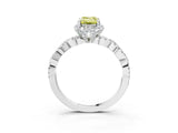 White gold Fancy Yellow Emerald  Halo Twist Band Solitaire Ring with Six-Prong Setting_35