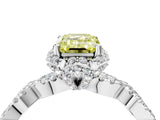 White gold Fancy Yellow Emerald  Halo Twist Band Solitaire Ring with Six-Prong Setting_36