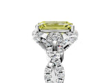 White gold Fancy Yellow Emerald  Halo Twist Band Solitaire Ring with Six-Prong Setting_37