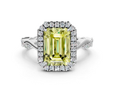 White gold Fancy Yellow Emerald  Halo Twist Band Solitaire Ring_20