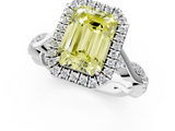 White gold Fancy Yellow Emerald  Halo Twist Band Solitaire Ring_22