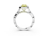 White gold Fancy Yellow Emerald  Halo Twist Band Solitaire Ring_24