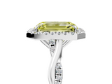 White gold Fancy Yellow Emerald  Halo Twist Band Solitaire Ring_25