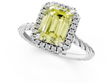 White gold Fancy Yellow Emerald  Halo Twisted Band Four-Prong Diamond Ring_21