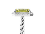 White gold Fancy Yellow Emerald  Halo Twisted Band Four-Prong Diamond Ring_25