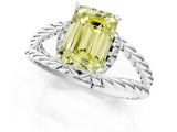 White gold Fancy Yellow Emerald  Halo Twisted Band Four-Prong Ring_33