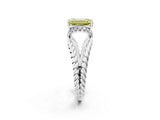 White gold Fancy Yellow Emerald  Halo Twisted Band Four-Prong Ring_34
