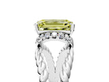 White gold Fancy Yellow Emerald  Halo Twisted Band Four-Prong Ring_37