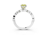 White gold Fancy Yellow Emerald  Milgrain Bezel Diamond Engagement Ring with Solitaire Prong Setting_187