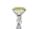 White gold Fancy Yellow Emerald  Milgrain Bezel Diamond Engagement Ring with Solitaire Prong Setting_189