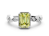 White gold Fancy Yellow Emerald  Milgrain Marquise Diamond Twist Band Ring_62
