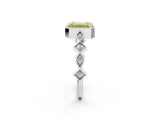 White gold Fancy Yellow Emerald  Milgrain Marquise Diamond Twist Band Ring_64