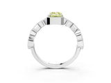 White gold Fancy Yellow Emerald  Milgrain Marquise Diamond Twist Band Ring_65