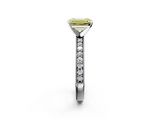 White gold Fancy Yellow Emerald  Milgrain Pave Diamond Engagement Ring with Four-Prong Setting_175