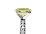 White gold Fancy Yellow Emerald  Milgrain Pave Diamond Engagement Ring with Four-Prong Setting_178