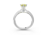 White gold Fancy Yellow Emerald  Solitaire Beaded Band Six-Prong Setting_3