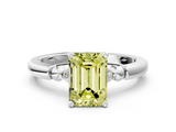 White gold Fancy Yellow Emerald  Solitaire Beaded Band with Four-Prong Setting_59