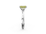 White gold Fancy Yellow Emerald  Solitaire Beaded Band with Four-Prong Setting_61