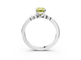 White gold Fancy Yellow Emerald  Solitaire Beaded Band with Four-Prong Setting_62