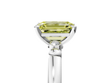White gold Fancy Yellow Emerald  Solitaire Beaded Band with Four-Prong Setting_64
