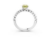 White gold Fancy Yellow Emerald  Solitaire Bezel Accent Diamond Engagement Ring with Beaded Band and Four-Prong Setting_38