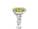 White gold Fancy Yellow Emerald  Solitaire Bezel Accent Diamond Engagement Ring with Beaded Band and Four-Prong Setting_40