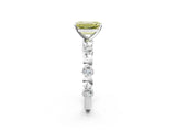 White gold Fancy Yellow Emerald  Solitaire Bezel-Set Diamond Ring with Beaded Band and Four-Prong Setting_34