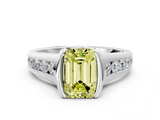 White gold Fancy Yellow Emerald  Solitaire Bezel-Set Diamond Ring with Channel-Set Band_37