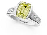 White gold Fancy Yellow Emerald  Solitaire Bezel-Set Diamond Ring with Channel-Set Band_38