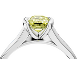 White gold Fancy Yellow Emerald  Solitaire Bezel-Set Diamond Ring with Channel-Set Band_40