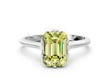 White gold Fancy Yellow Emerald  Solitaire Cathedral Diamond Ring with Six-Prong Setting_17