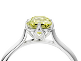 White gold Fancy Yellow Emerald  Solitaire Cathedral Diamond Ring with Six-Prong Setting_21