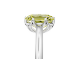 White gold Fancy Yellow Emerald  Solitaire Cathedral Diamond Ring with Six-Prong Setting_22