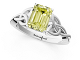 White gold Fancy Yellow Emerald  Solitaire Celtic Knot Engagement Ring with Four-Prong Setting_43