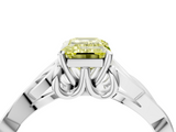 White gold Fancy Yellow Emerald  Solitaire Celtic Knot Engagement Ring with Four-Prong Setting_46