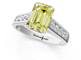 White gold Fancy Yellow Emerald  Solitaire Channel-Set Diamond Engagement Ring with Four-Prong Setting_33