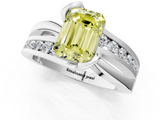 White gold Fancy Yellow Emerald  Solitaire Channel-Set Split Shank Ring with Tension Prong Setting_4