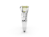 White gold Fancy Yellow Emerald  Solitaire Channel-Set Split Shank Ring with Tension Prong Setting_5