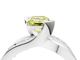 White gold Fancy Yellow Emerald  Solitaire Channel-Set Split Shank Ring with Tension Prong Setting_7
