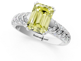 White gold Fancy Yellow Emerald  Solitaire Chevron Pave Diamond Engagement Ring with Six-Prong Setting_4