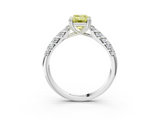 White gold Fancy Yellow Emerald  Solitaire Chevron Pave Diamond Engagement Ring with Six-Prong Setting_6