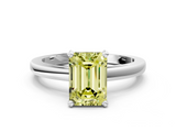 White gold Fancy Yellow Emerald  Solitaire Diamond Engagement Ring with Four-Prong Setting on a Classic Band_3