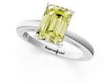 White gold Fancy Yellow Emerald  Solitaire Diamond Engagement Ring with Four-Prong Setting on a Classic Band_4
