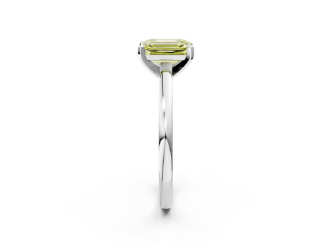 White gold Fancy Yellow Emerald  Solitaire Diamond Engagement Ring with Four-Prong Setting on a Classic Band_5